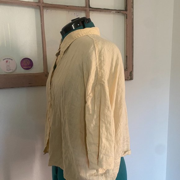 H&M Oversized Linen Shirt - Light Yellow - XXL - Picture 6 of 7